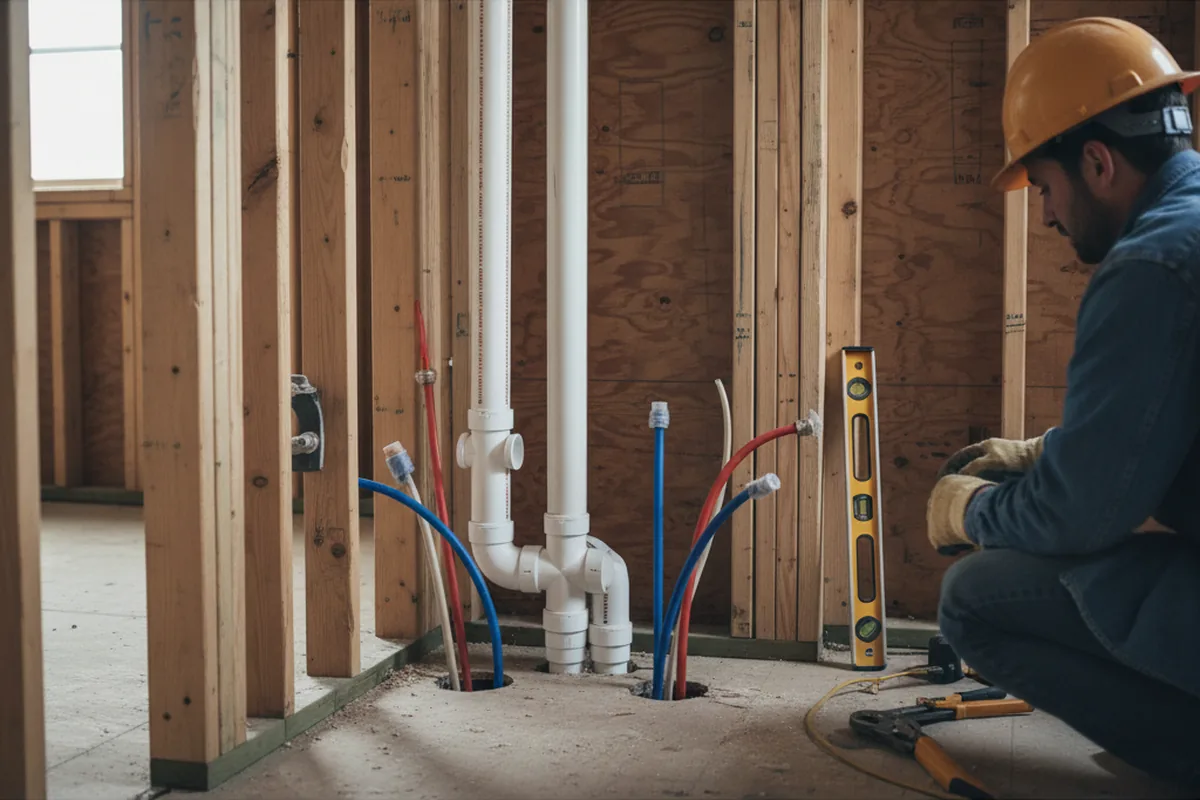 Drain and supply rough-in during Toilet Repair and Installation in Rising Sun